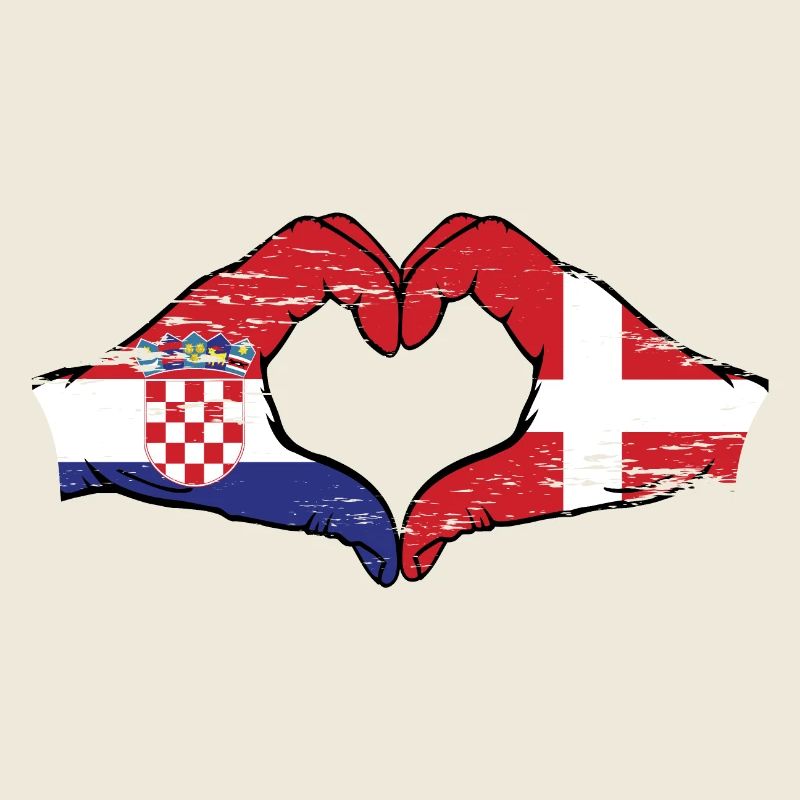 Croatie Danemark drapeau mains forme de coeur utilisé