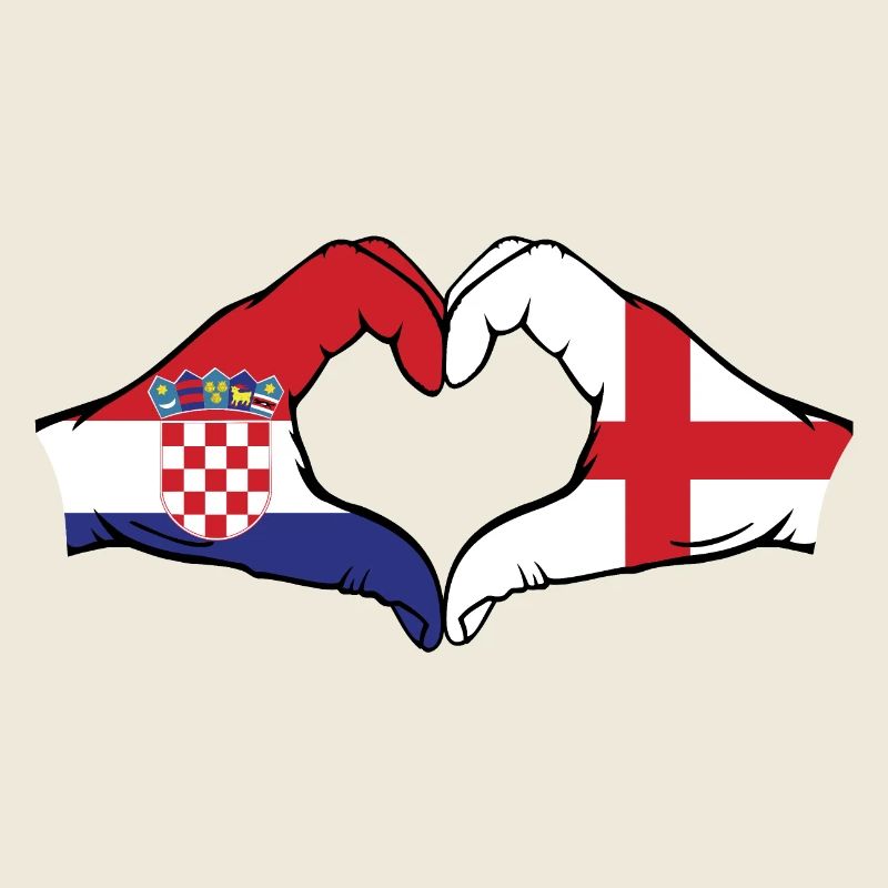 Croatia England Flag Hands Heart Shape