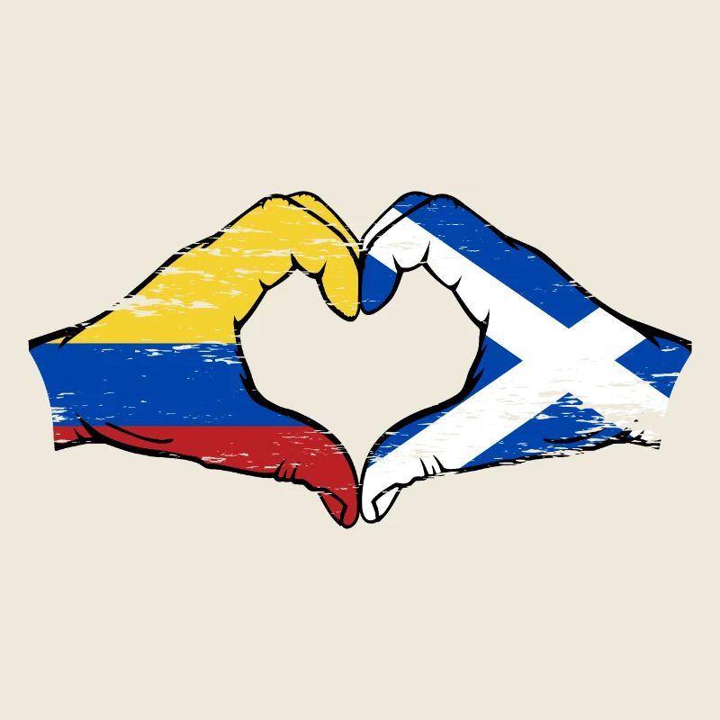 Colombie Ecosse drapeau mains forme de coeur utilisé