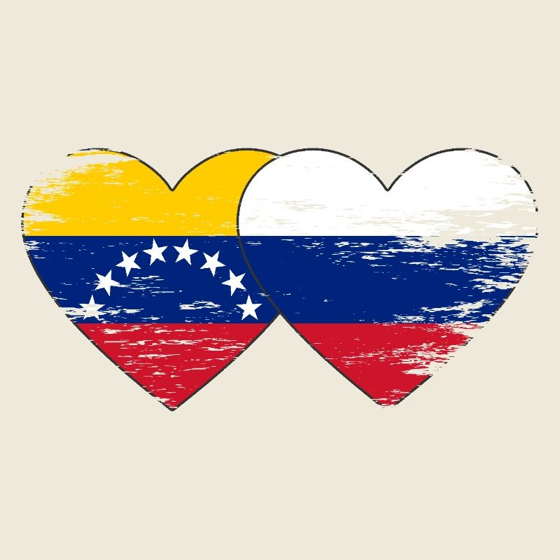 Venezuela Russie Drapeau Mains Coeur Forme Utilisé
