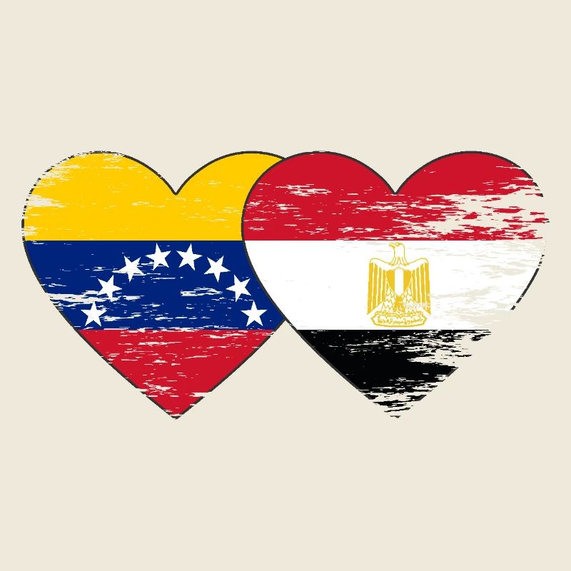 Venezuela Égypte Drapeau Mains Coeur Forme Utilisé