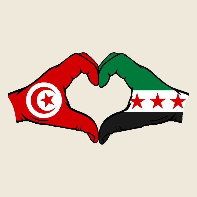 Tunisia Syria Flag Hands Heart Shape