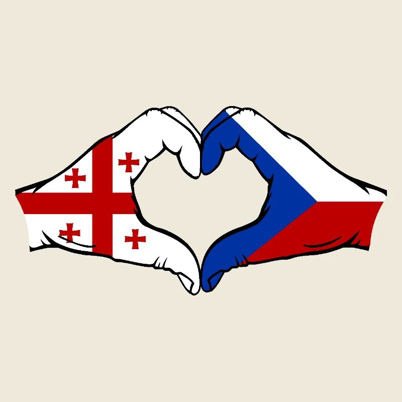 Georgia Czech Republic Flag Hands Heart Shape