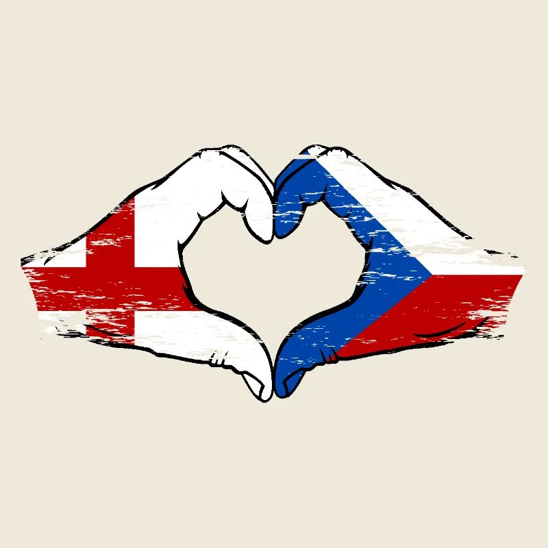 England Czech Republic Flag Hands Heart Shape Used