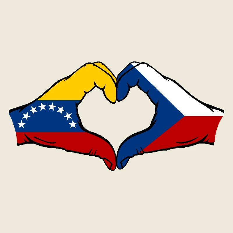Venezuela République tchèque Drapeau Mains Coeur Forme