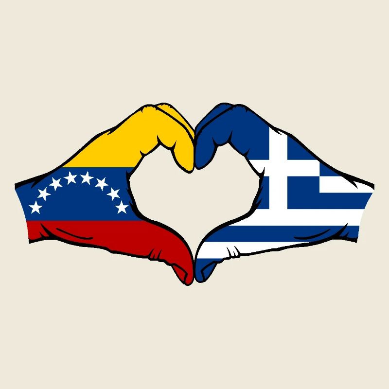 Venezuela Greece Flag Hands Heart Shape