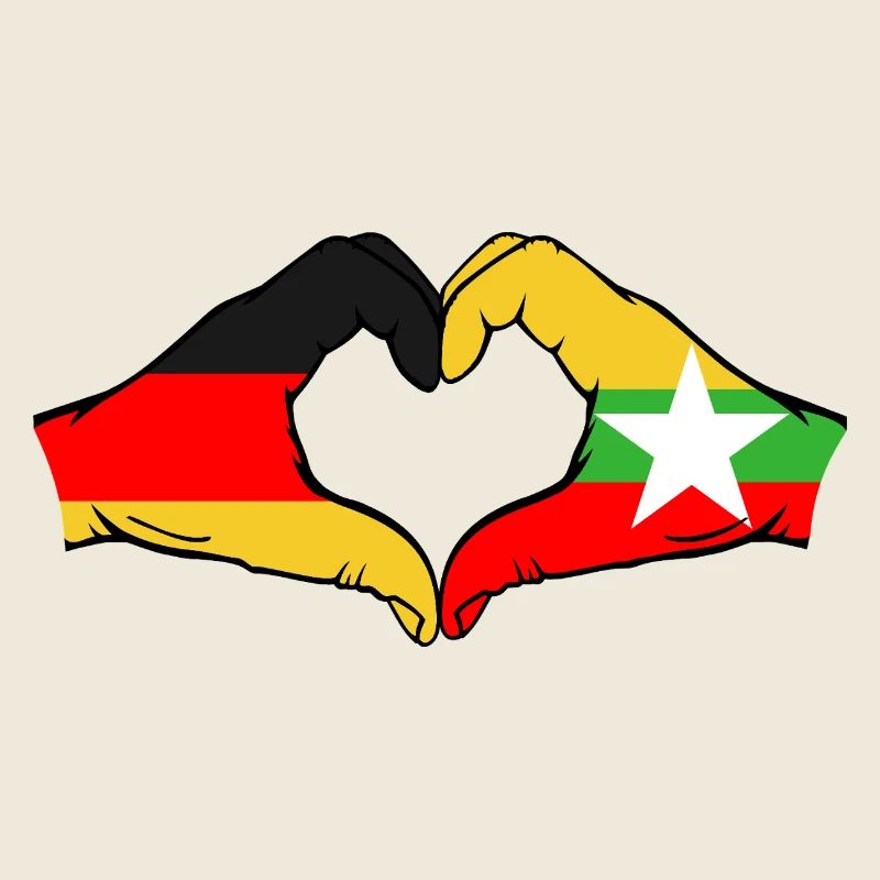 Germany Myanmar Flag Hands Heart Shape