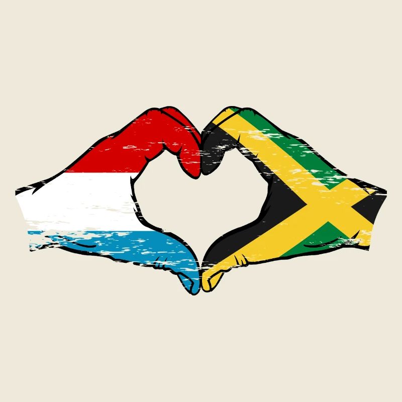 Luxembourg Drapeau de la Jamaïque mains forme de coeur utilisé
