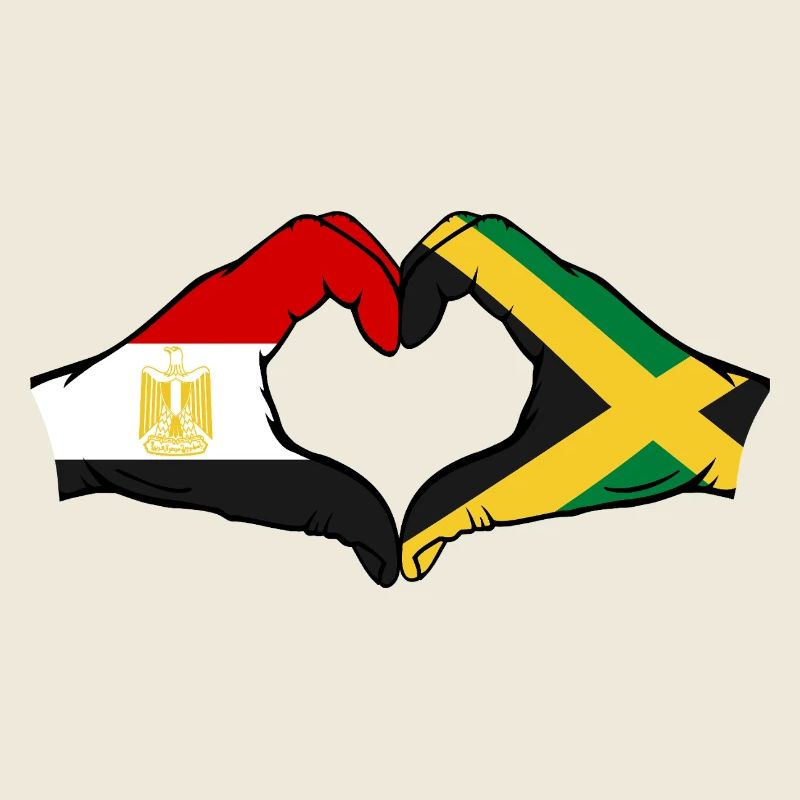 Egypt Jamaica Flag Hands Heart Shape