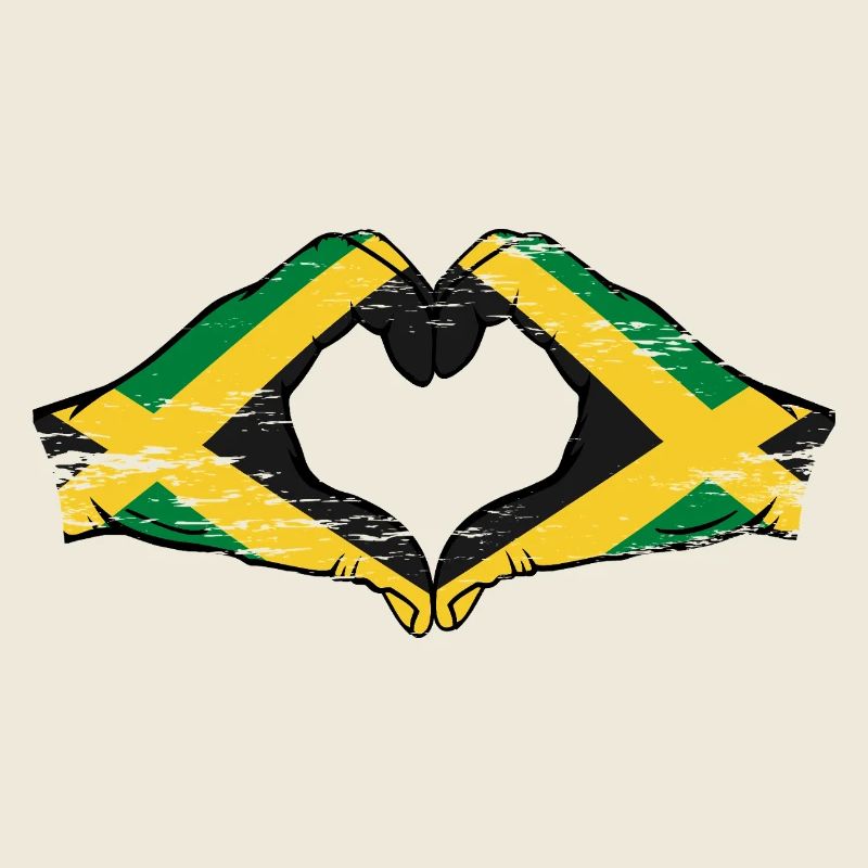 Jamaica flag hands heart shape used