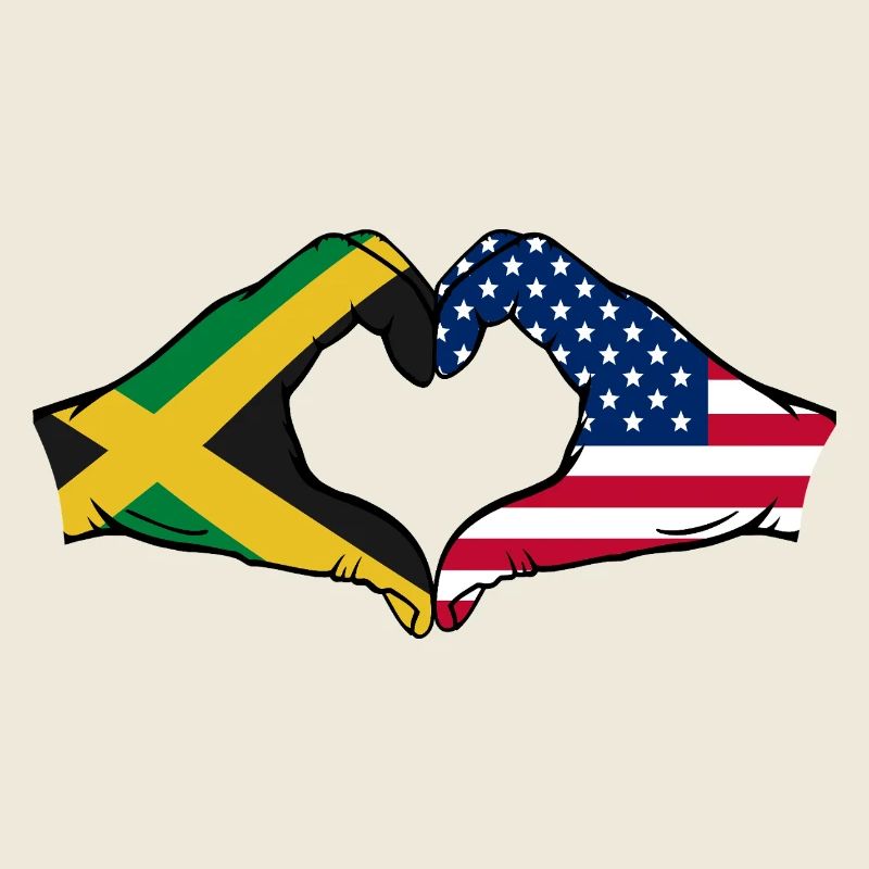 Jamaica USA Hands Heart Shape