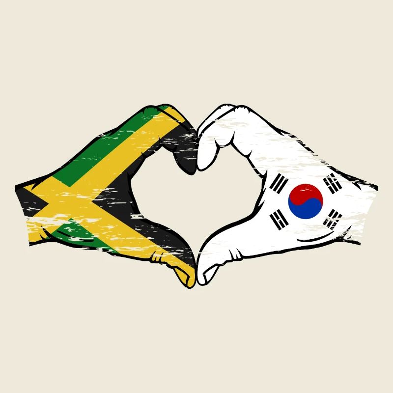 Jamaïque Corée du Sud mains forme de coeur utilisé