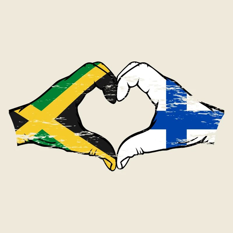 Jamaïque Finlande Mains Forme de Coeur Utilisé