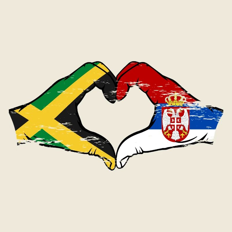 Jamaïque Serbie Mains Forme de Coeur Utilisé