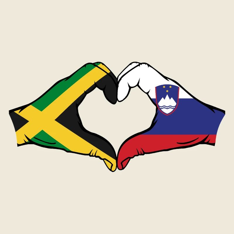 Jamaica Slovenia Hands Heart Shape