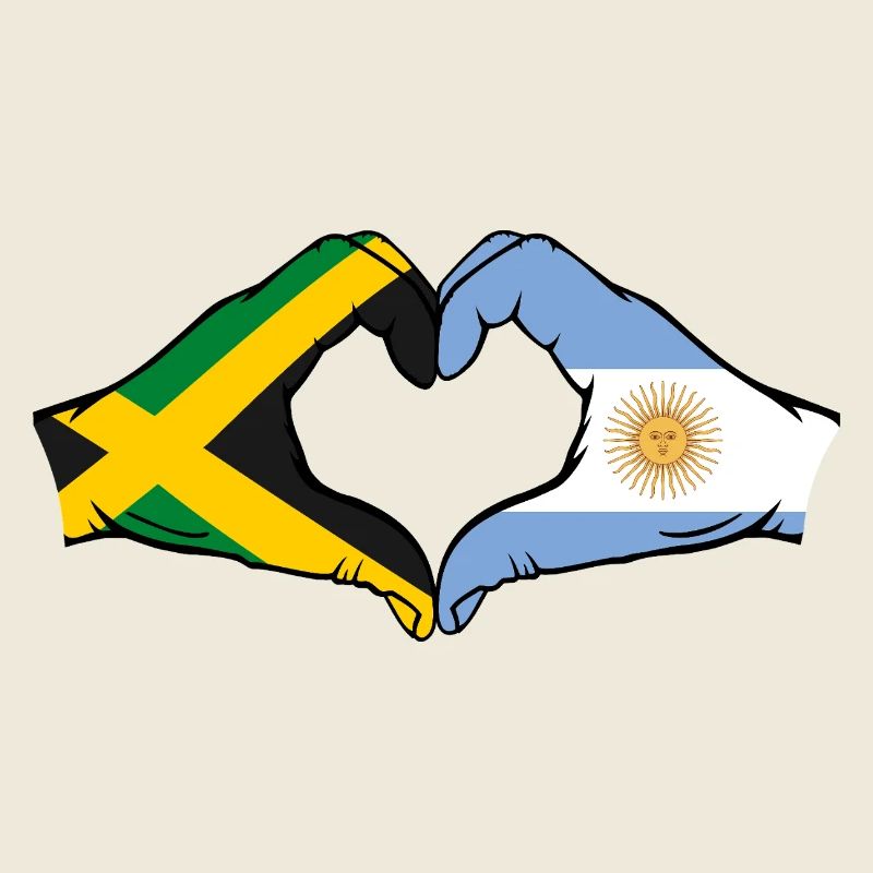 Jamaica Argentina Hands Heart Shape