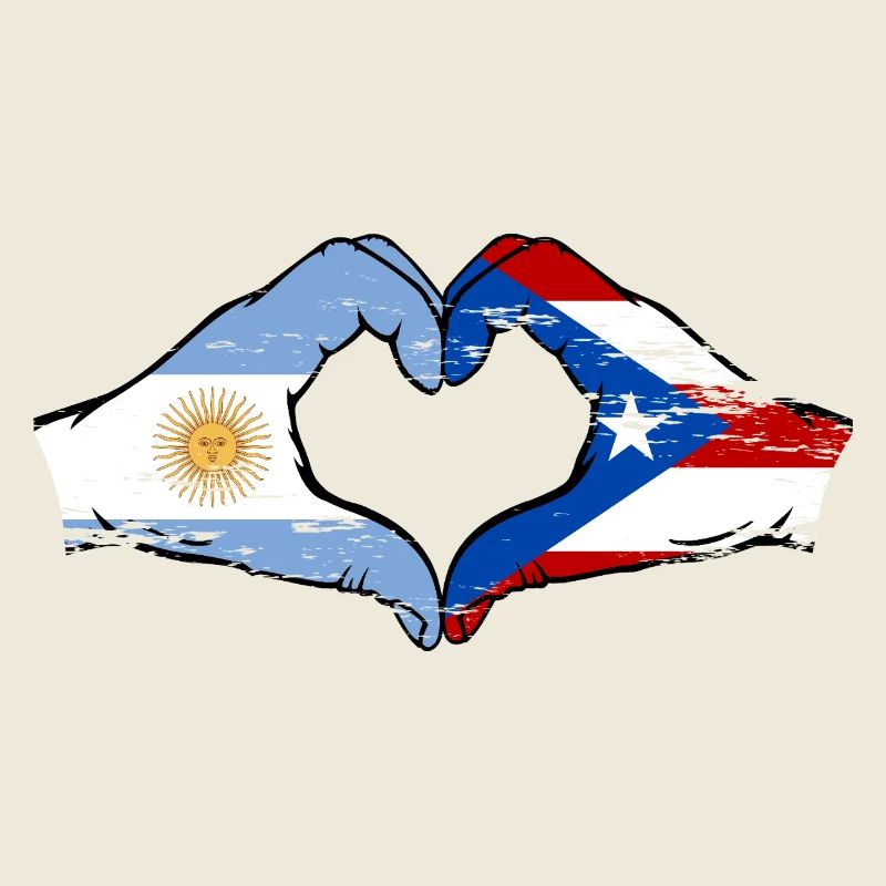 Argentine Porto Rico drapeau mains forme de coeur utilisé