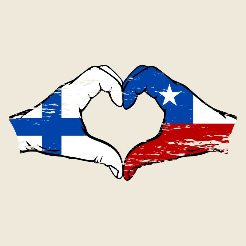 Finlande Chili drapeau mains forme de coeur utilisé