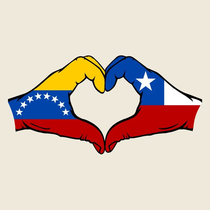 Venezuela Chili Drapeau Mains Coeur Forme