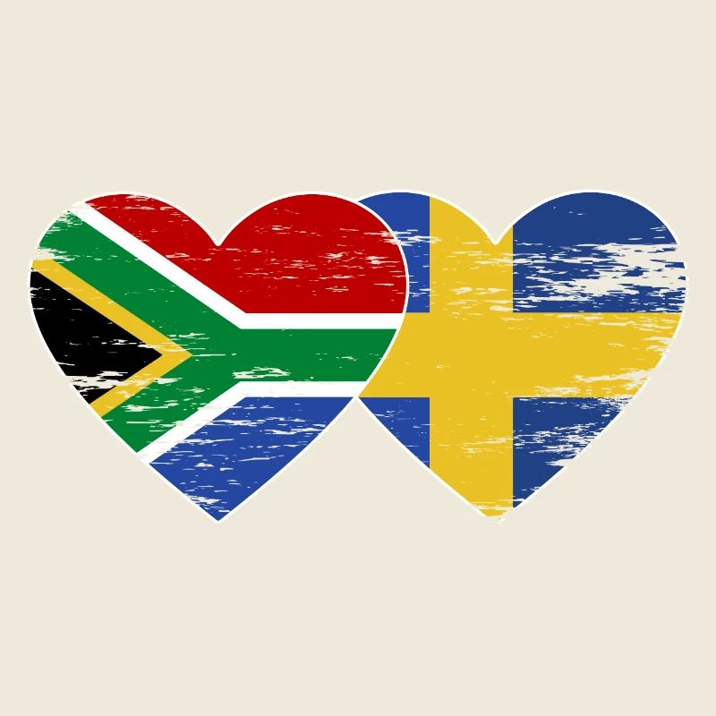 Afrique du Sud Drapeau Suède forme de coeur utilisé