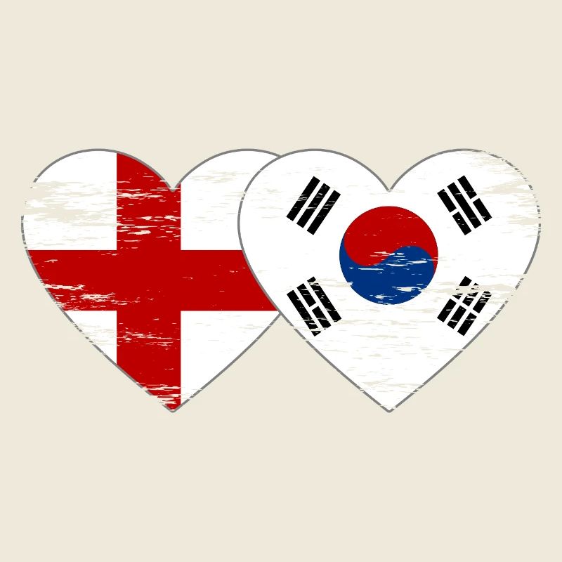 Angleterre Corée du Sud drapeau coeur utilisé
