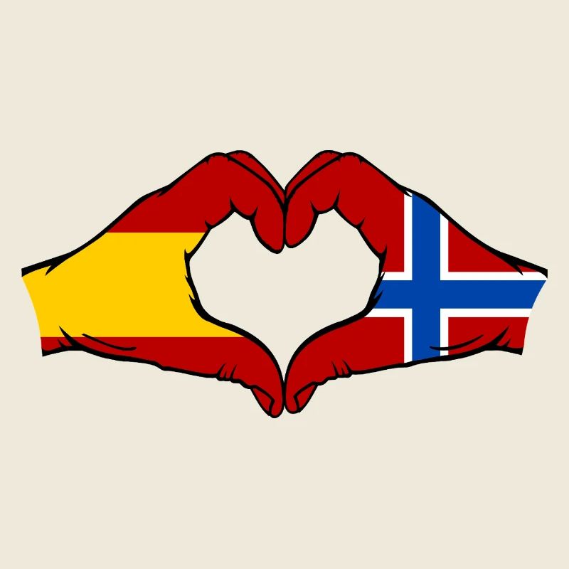 Spanien Norwegen Flagge Hände Herz