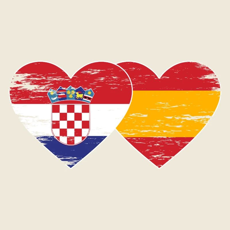 Croatie Espagne Drapeau Mains Coeur Forme Utilisé