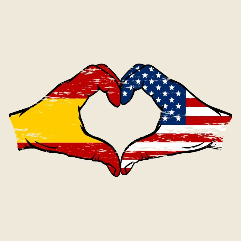 Spanien USA Flagge Hände Herz used