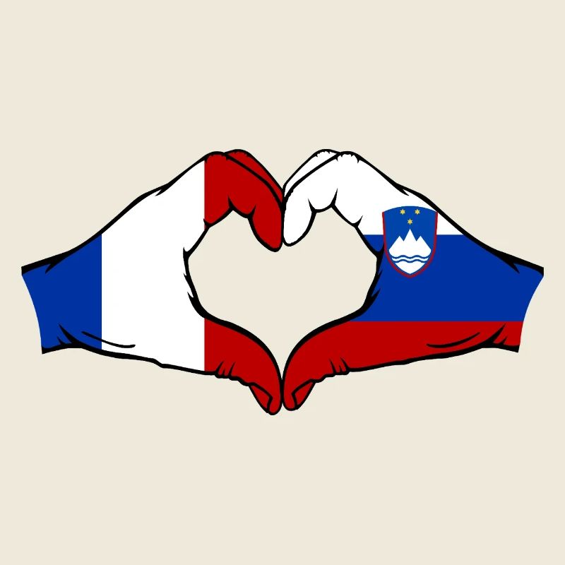 France Slovenia Flag Hands Heart Shape