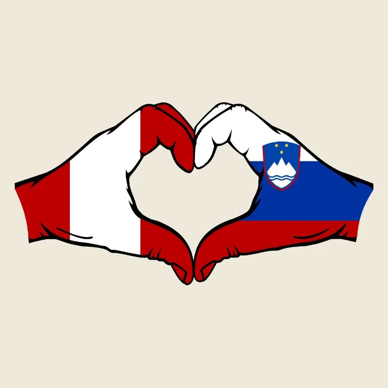Pérou Slovénie Drapeau Mains Coeur Forme