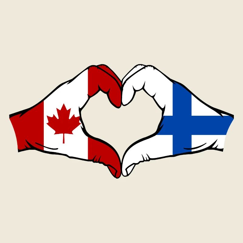 Canada Finland Flag Hands Heart Shape