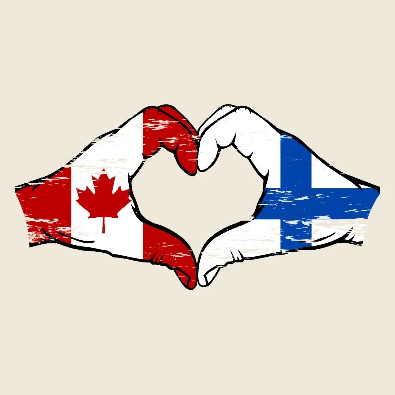 Canada Finland Flag Hands Heart Shape Used