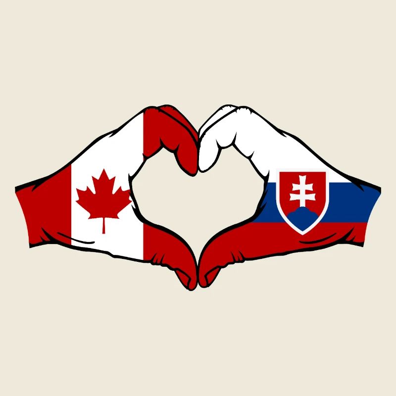 Canada Slovaquie drapeau mains forme coeur