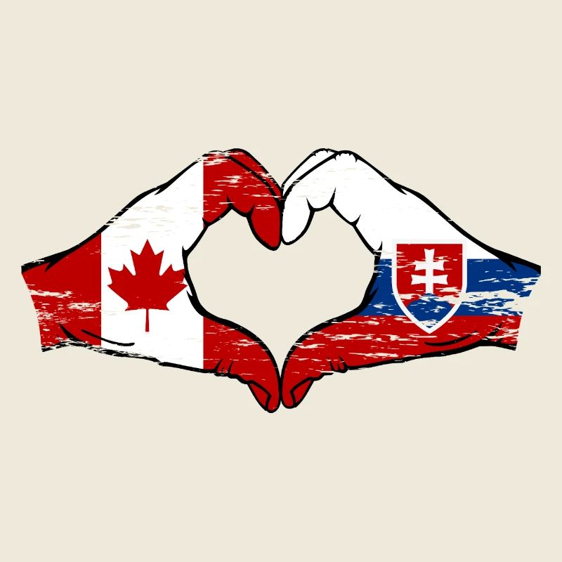 Canada Slovaquie drapeau mains coeur utilisé