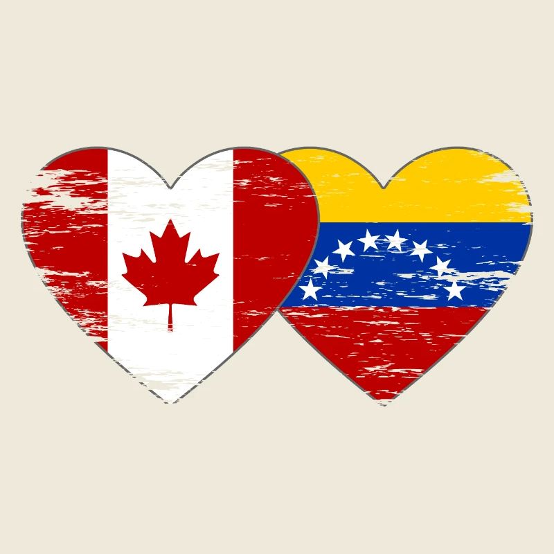 Drapeau Canada Venezuela coeur utilisé