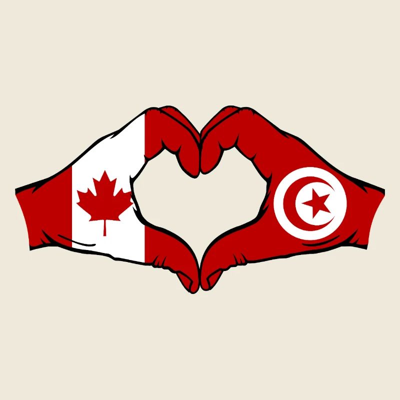 Canada Tunisie Drapeau Mains Coeur Forme