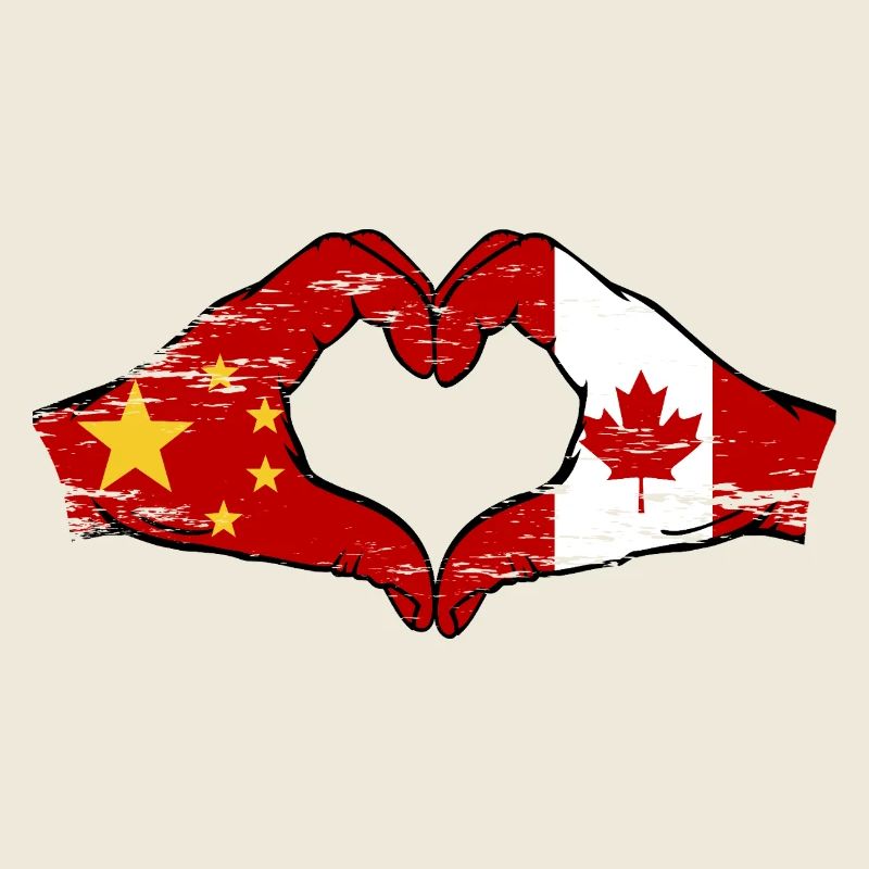 Chine Canada drapeau mains forme de coeur utilisé