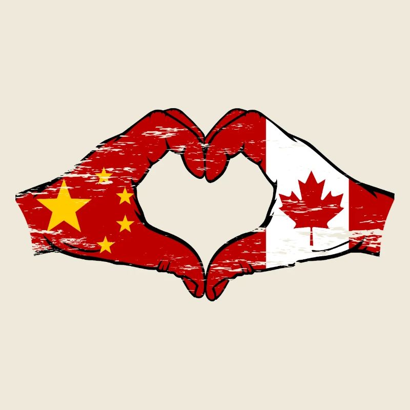 Chine Canada drapeau mains forme de coeur utilisé