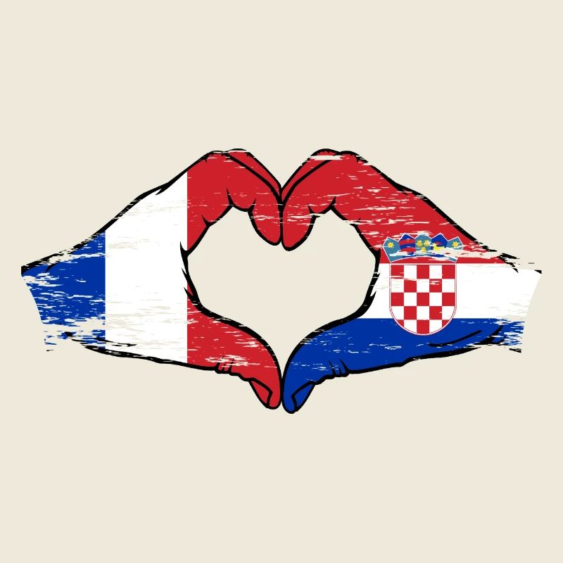France Croatia Flag Hands Heart Shape Used