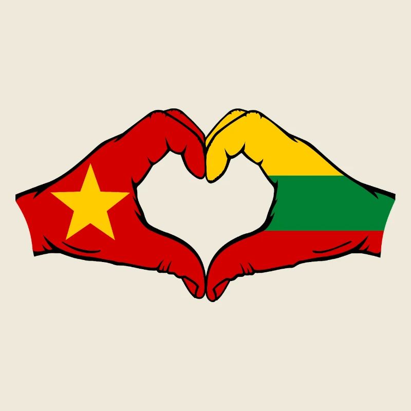 Vietnam Lituanie Drapeau Mains Coeur Forme