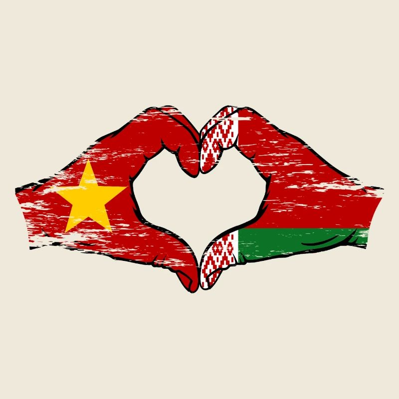 Vietnam Biélorussie Drapeau Mains Coeur Forme Utilisé