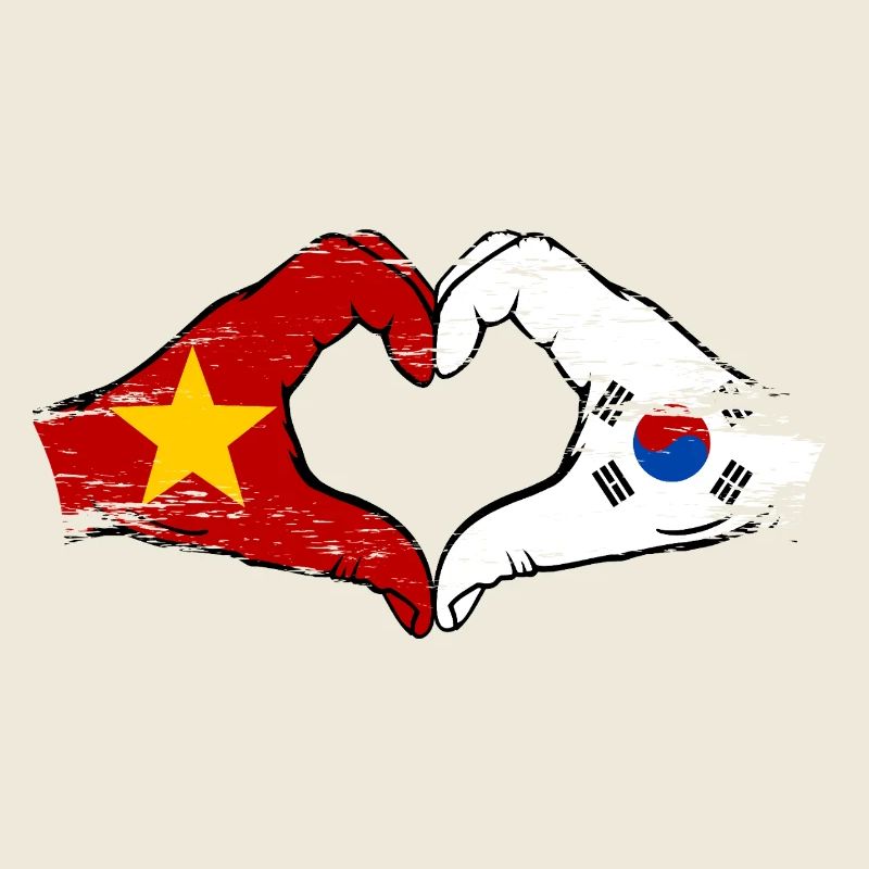 Vietnam Corée du Sud Drapeau Mains Coeur Forme Utilisé
