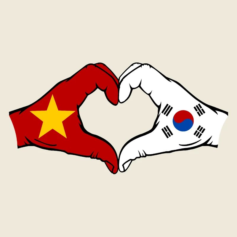 Vietnam Corée du Sud Drapeau Mains Coeur Forme