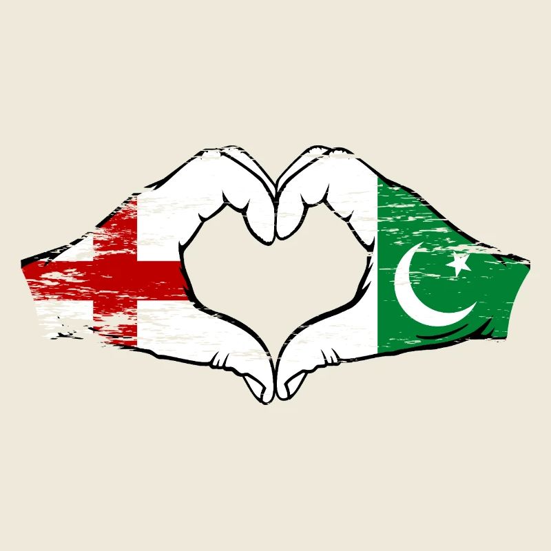 Angleterre Pakistan drapeau mains forme de coeur utilisé