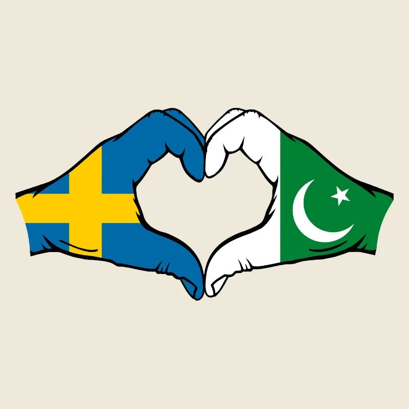 Suède Pakistan Drapeau Mains Coeur Forme