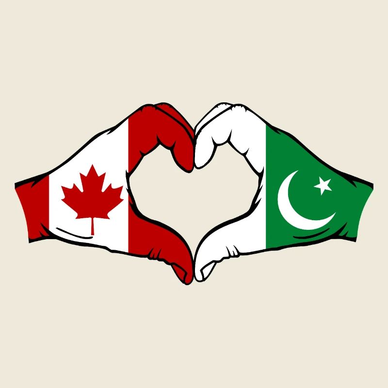 Canada Pakistan drapeau mains coeur forme