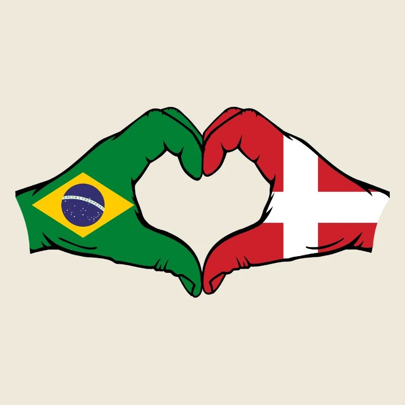Brasilien Dänemark Flagge Hände Herzform