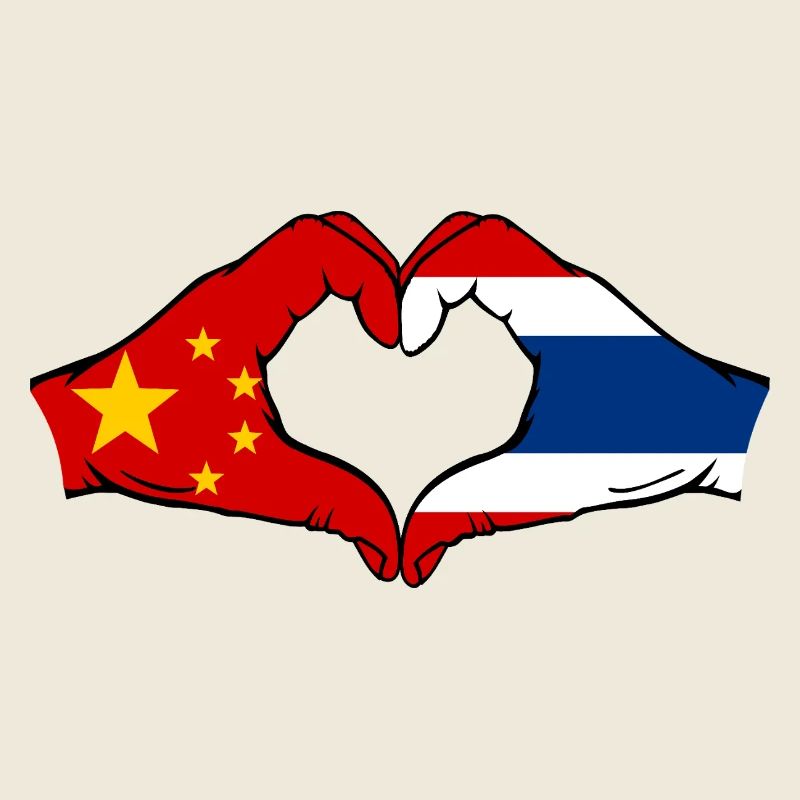 Chine Thaïlande drapeau mains forme coeur