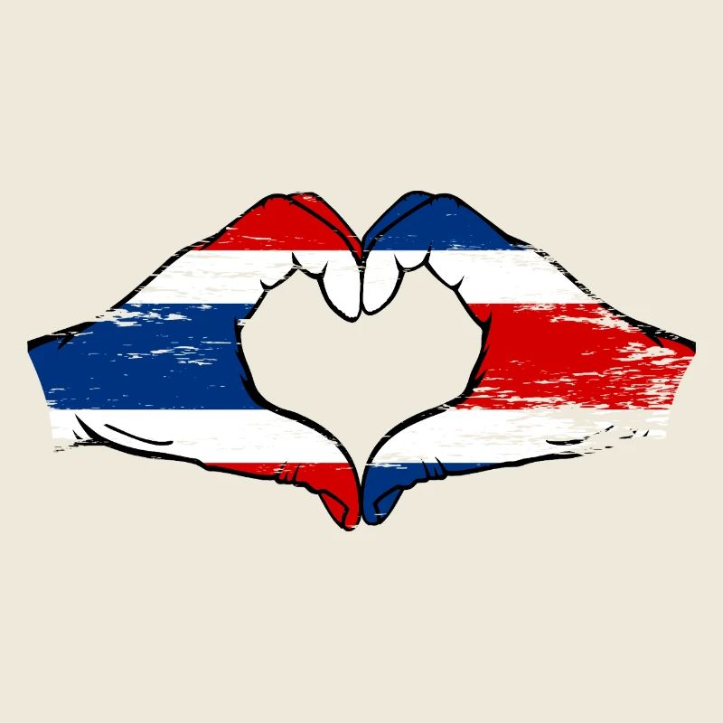 Thaïlande Costa Rica drapeau mains forme de coeur utilisé