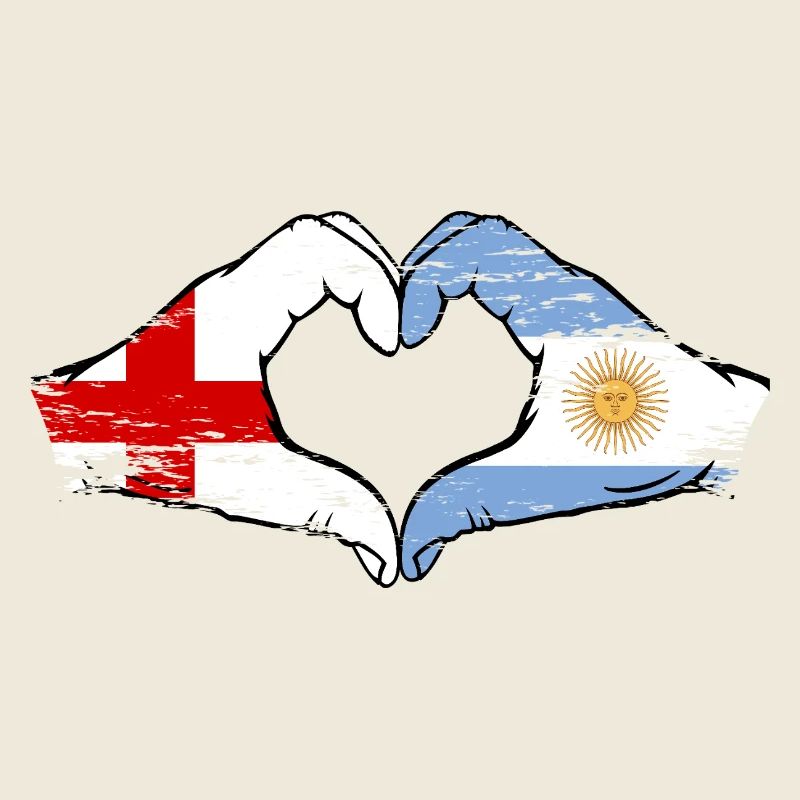 Angleterre Argentine drapeau mains forme de coeur utilisé